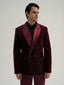 Double-Breasted Velvet Jacket in Burgundy