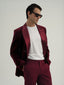 Double-Breasted Velvet Jacket in Burgundy